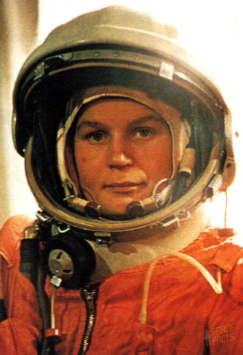 The Russian space explorer, Valentina Tereshkova, the first woman in space, in her flight suit.