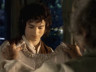 Bilbo gives Frodo the mithiril coat