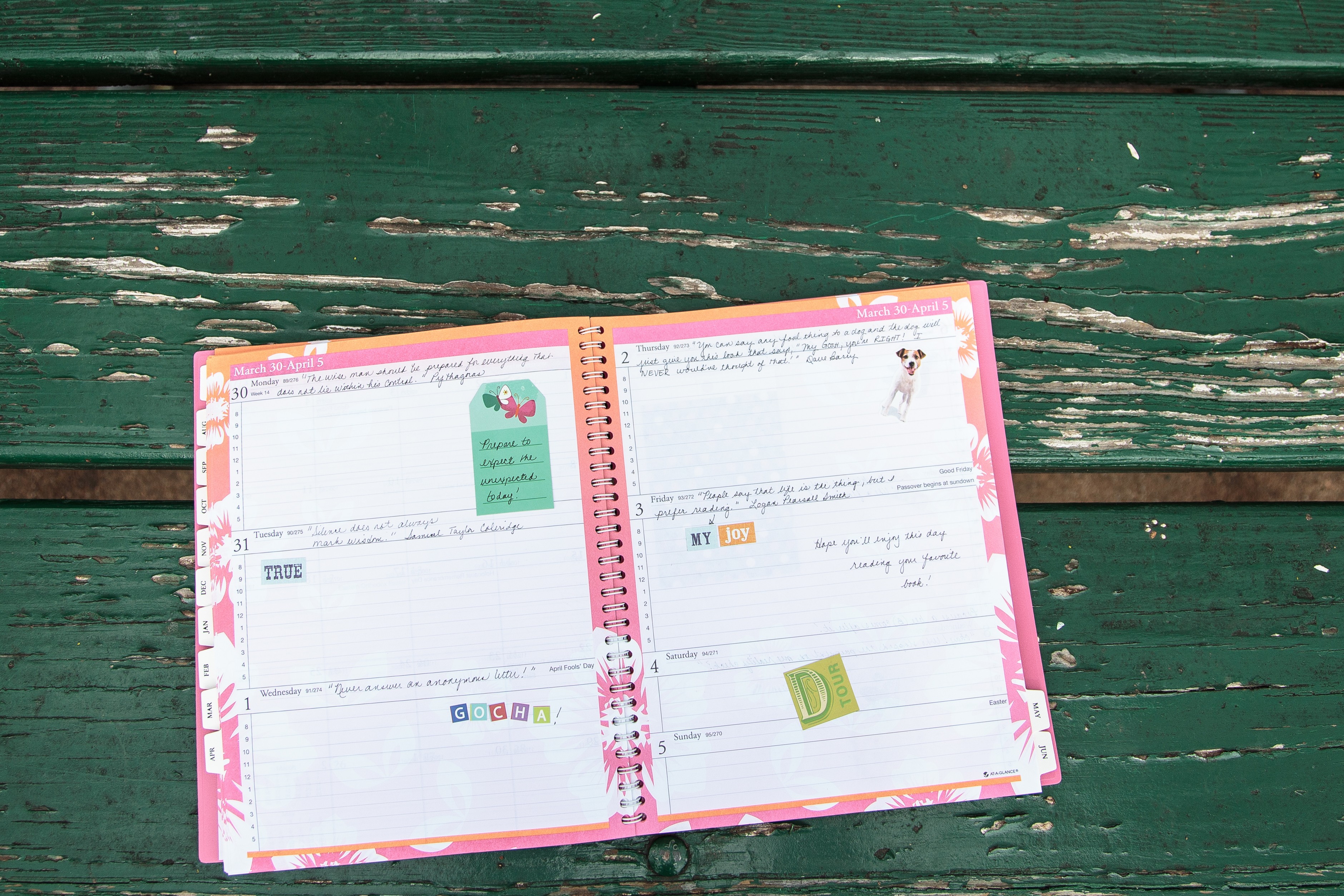 Dagmar's favorite piece of mail from Katherine: a detailed and personalized calendar!