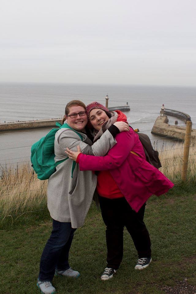 Nancy and Lisa in Whitby at the beginning of their two week adventure tour of England.