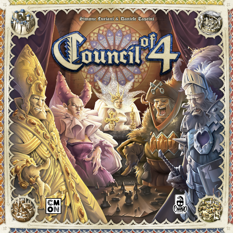 Box cover art for the tabletop game Council of 4