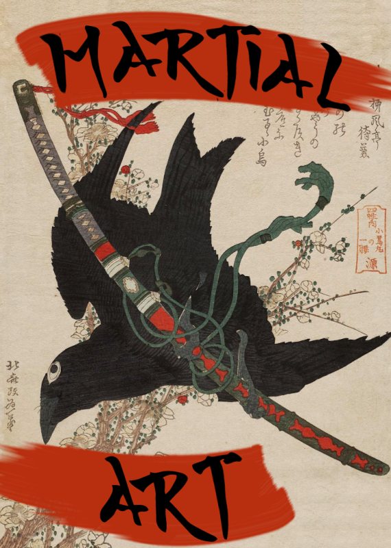 Box cover art of traditional Japanese brush paintings for the tabletop game Martial Art