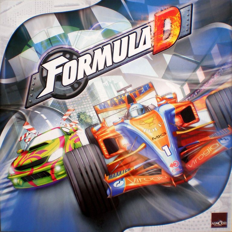 Box cover art of racecars for the tabletop game Formula D