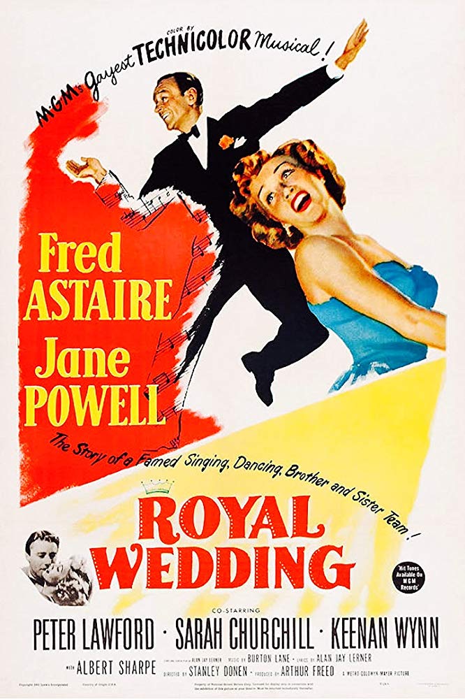 The film poster for Royal Wedding showing illustrations of Fred Astaire and Jane Powell dancing together.