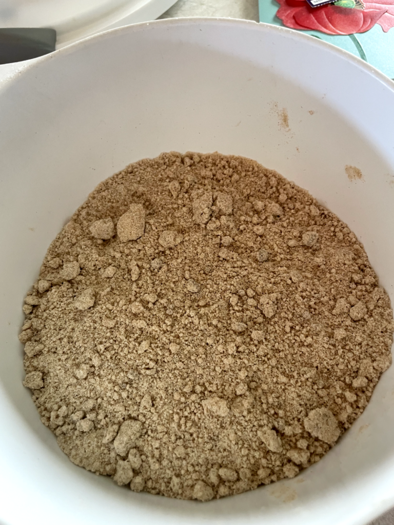 the dry mixture in a mixing bowl