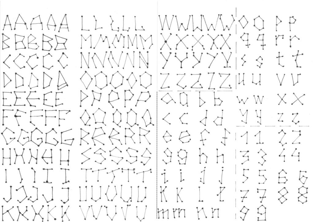 sample alphabet with patterns for "star" patterns